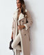 Women's Double Breasted Shearling Trench Coat – Mid-Length Winter Lapel