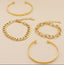 4PC C-Shaped Hollow Chain Bracelet Set – Simple Adjustable Cuff & Bangle