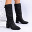 Women’s Chunky Heel Buckle Boots | Stylish Comfort Mid-Calf