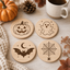 Halloween Coaster SVG Bundle, 4 Laser Cut and Engrave Designs, Ghost Pumpkin Bat Spiderweb