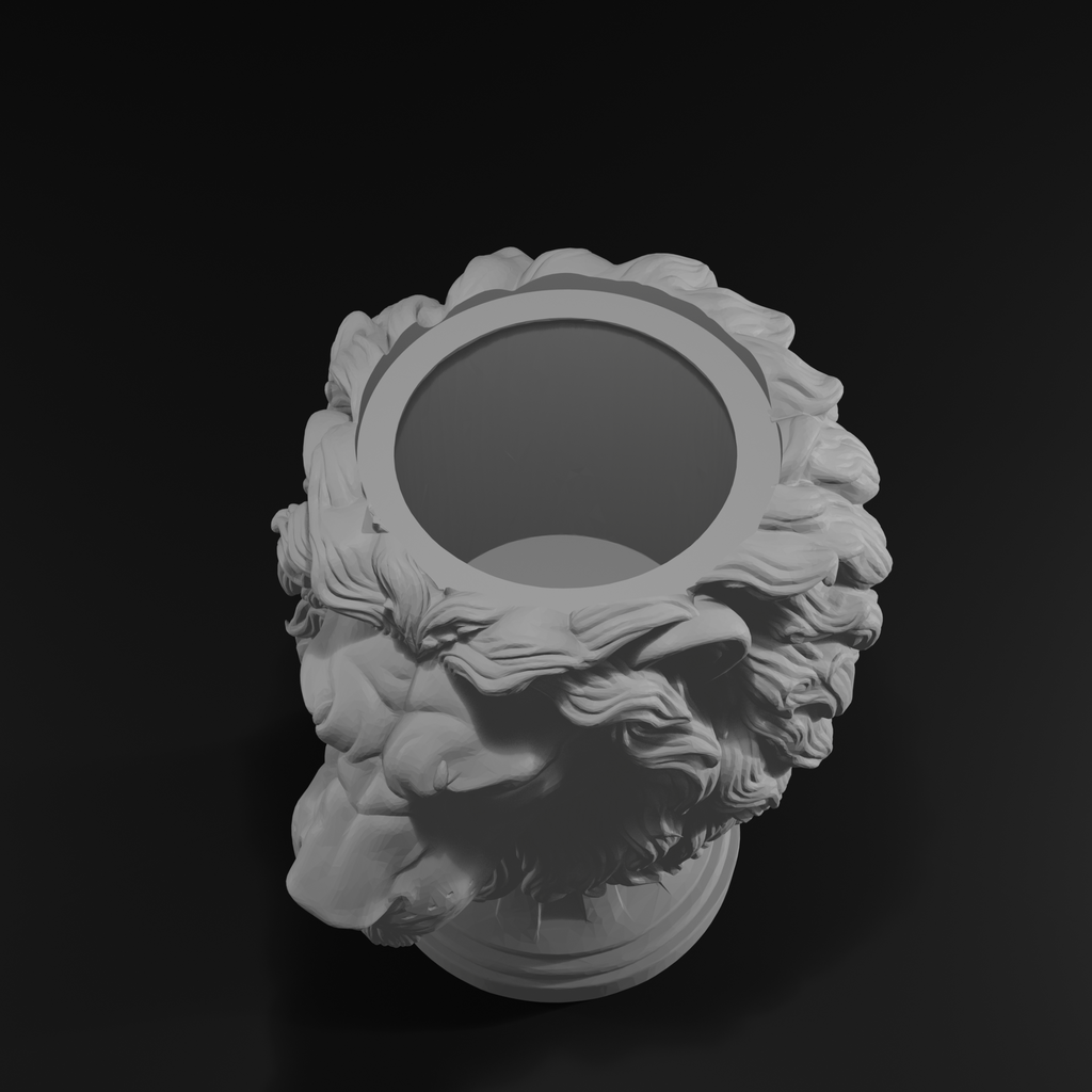 Majestic Lion Planter STL | Lion Head Flower Pot 3D Print File