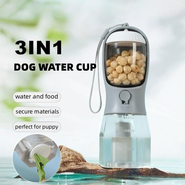 3-in-1 Portable Pet Cup | Dog & Cat Water, Food & Waste Bag Dispenser Main image