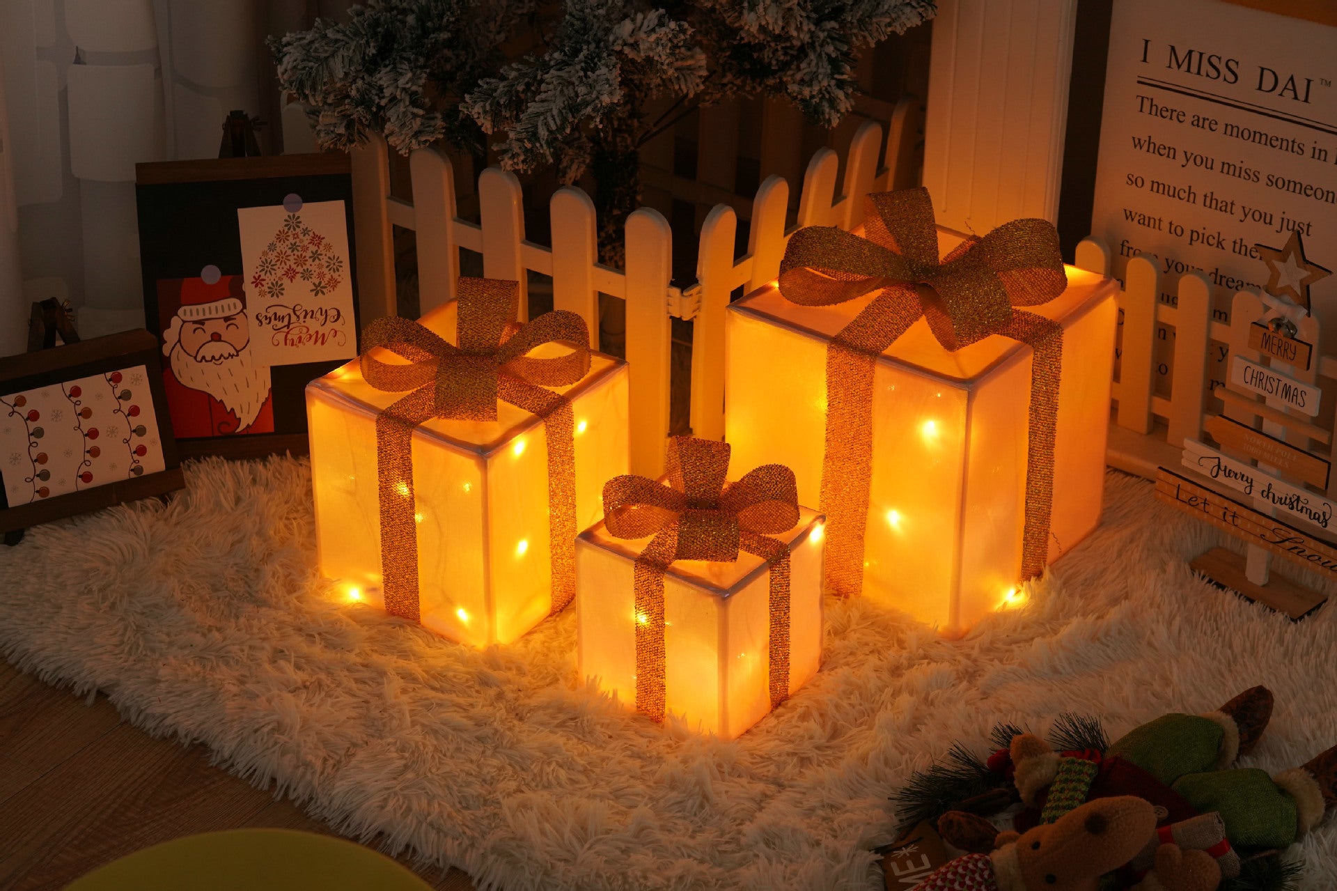 3-Piece LED Christmas Gift Box Set with Remote – Holiday Decor