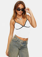 Mid-Length Slim Fit Cami Top – Women's Splicing Sling Streetwear