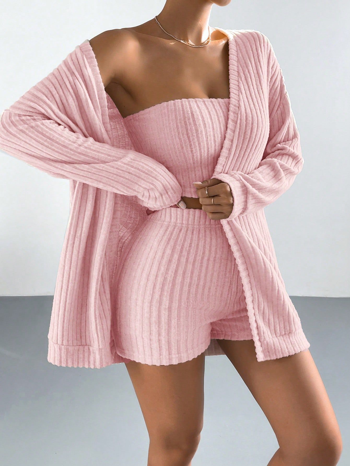 Women’s Brushed Striped 3-Piece Pajama Set | Cozy Lounge & Sleepwear
