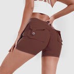 High-Waist Hip-Lifting Shorts with Pockets | Quick-Dry Women’s Fitness Shorts