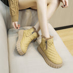 Women’s Plaid Platform Ankle Boots | Side-Zipper Winter Short Boots