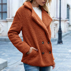 Women’s Fluffy Lapel Coat | Loose Button-Front Winter Cardigan Jacket