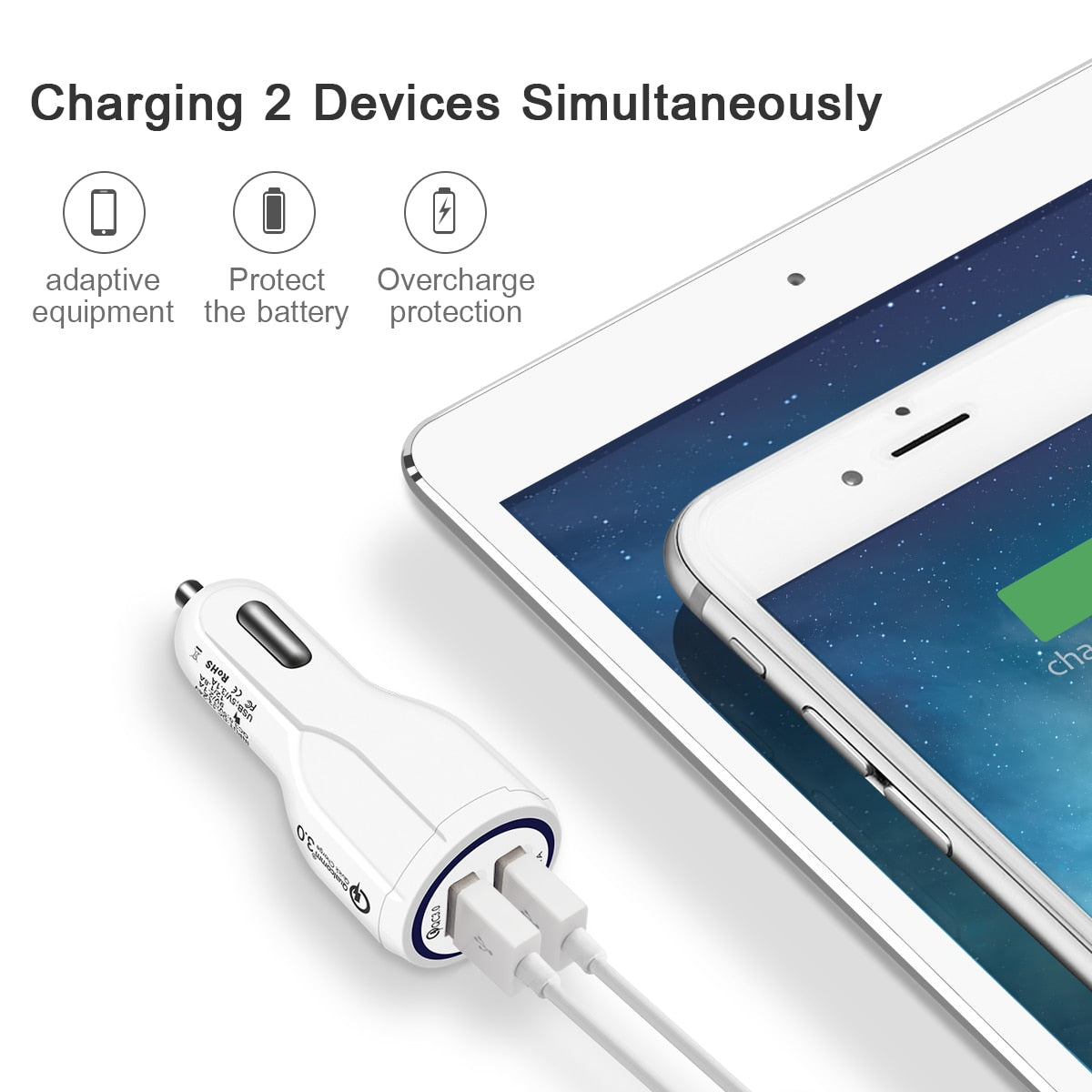 Quick Charge 3.0 Car Charger – Dual USB Fast Charging Adapter (36W) Secondary image