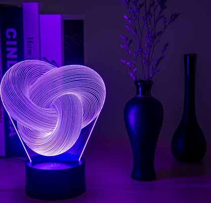 Twist Abstract 3D Night Light – 7 Color Touch/Remote LED Table Lamp