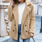 Women’s Fluffy Lapel Coat | Loose Button-Front Winter Cardigan Jacket