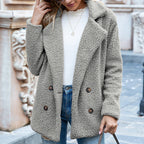 Women’s Fluffy Lapel Coat | Loose Button-Front Winter Cardigan Jacket
