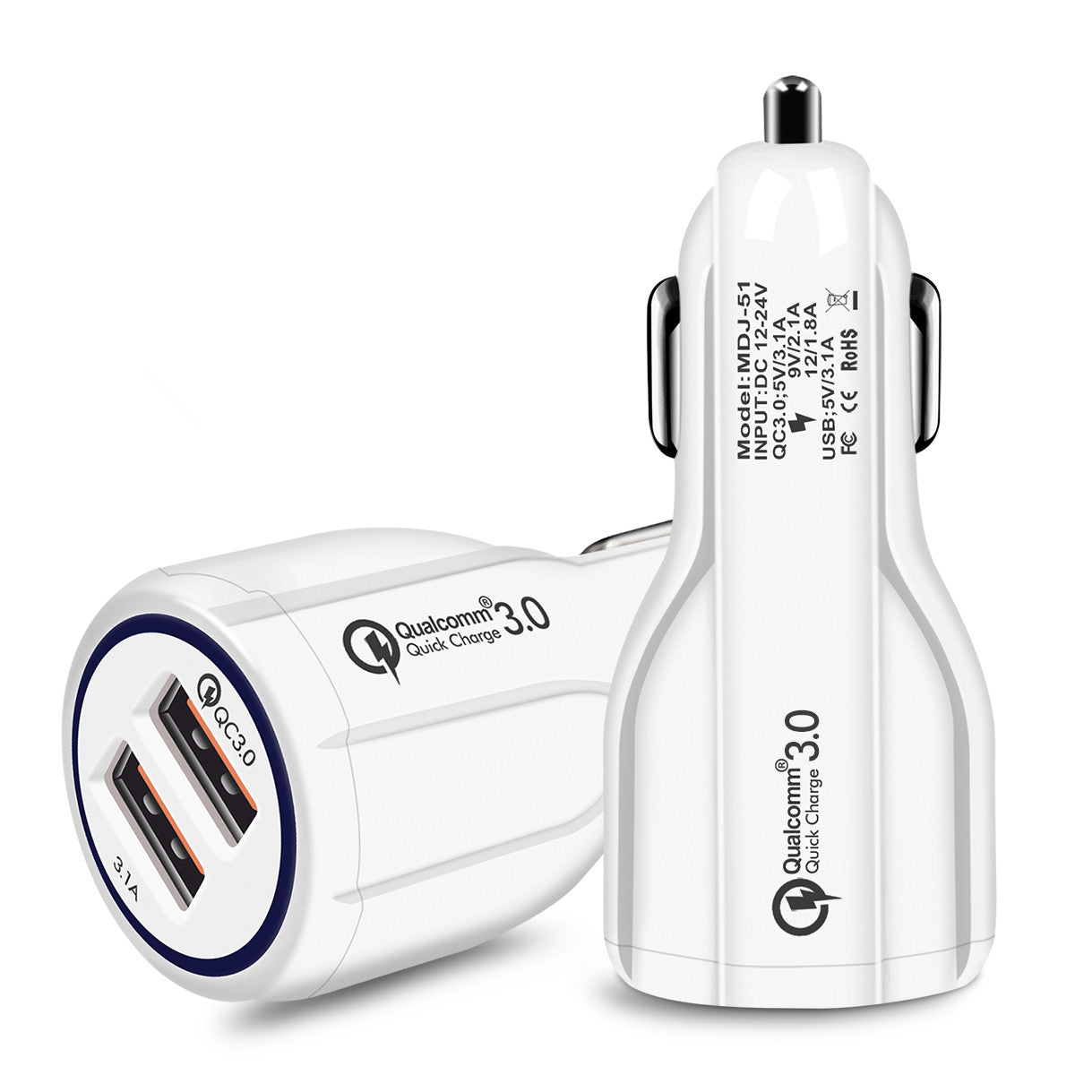 Quick Charge 3.0 Car Charger – Dual USB Fast Charging Adapter (36W)