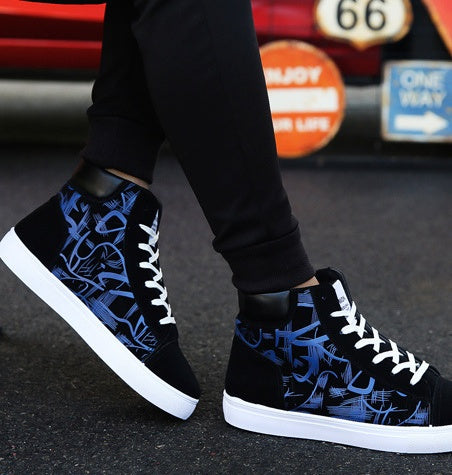 Men's Korean High Top Canvas Shoes – Pig Leather Streetwear Sneakers