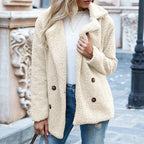 Women’s Fluffy Lapel Coat | Loose Button-Front Winter Cardigan Jacket