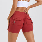 High-Waist Hip-Lifting Shorts with Pockets | Quick-Dry Women’s Fitness Shorts