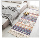 Bohemian Woven Cotton & Linen Area Rug Runner | Geometric Design