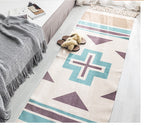 Bohemian Woven Cotton & Linen Area Rug Runner | Geometric Design