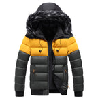 Men’s Spliced Down Jacket | Warm Winter Puffer with Color-Block Panels