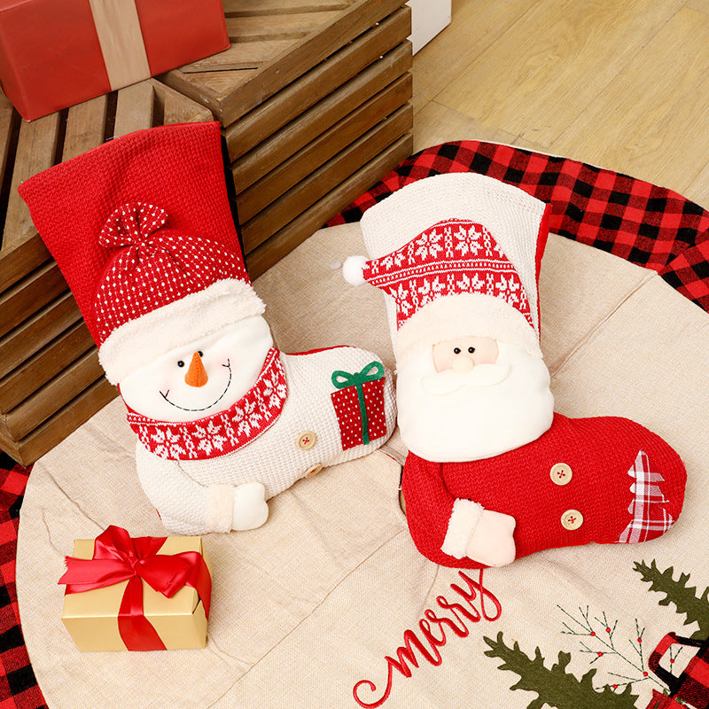 Knitted Christmas Stocking (Large) | Fireplace Decor Gift Bag