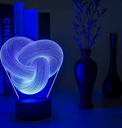 Twist Abstract 3D Night Light – 7 Color Touch/Remote LED Table Lamp