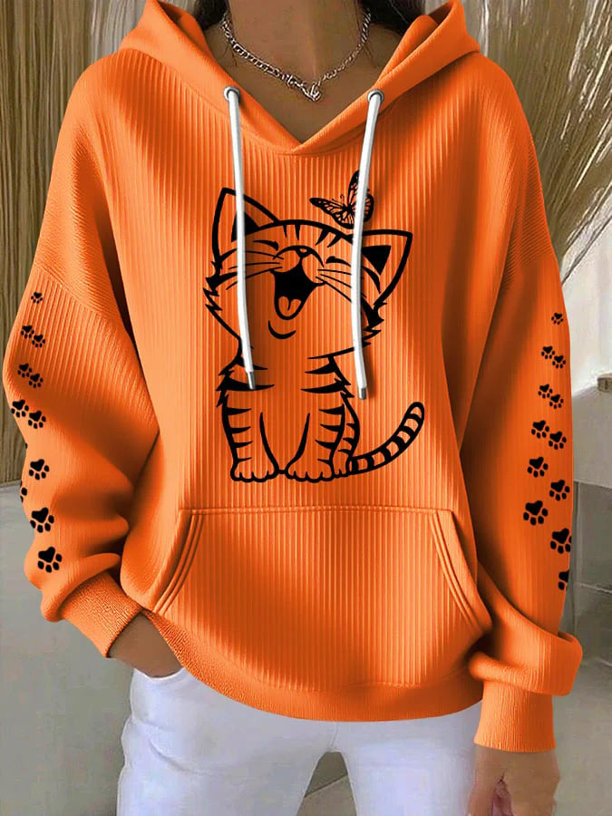 Women’s 3D Printed Waffle Hoodie | Casual Graphic Pullover