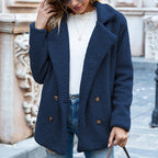Women’s Fluffy Lapel Coat | Loose Button-Front Winter Cardigan Jacket
