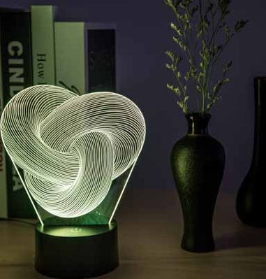 Twist Abstract 3D Night Light – 7 Color Touch/Remote LED Table Lamp