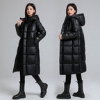 Women’s Long Hooded Self-Heating Graphene Cotton-Padded Jacket | Thermal Winter Outerwear