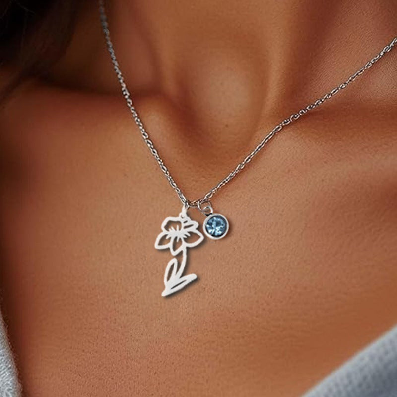 Women’s December Birth Flower Pendant Necklace | Versatile Silver/Gold Chain Gift