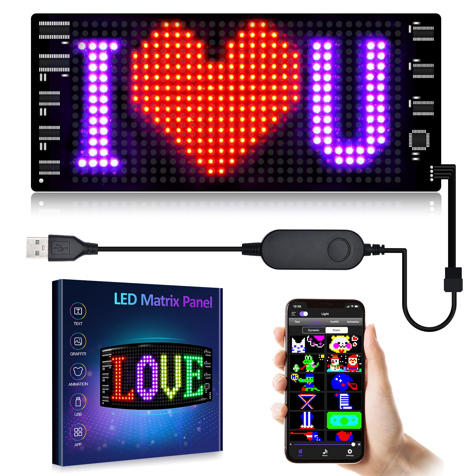 Programmable Full-Color Car LED Sign | APP Control Advertising Display Panel Main image