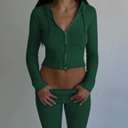 Zip Hoodie & High-Waist Pants Set | Women’s Casual Lounge Tracksuit