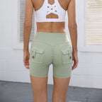 High-Waist Hip-Lifting Shorts with Pockets | Quick-Dry Women’s Fitness Shorts