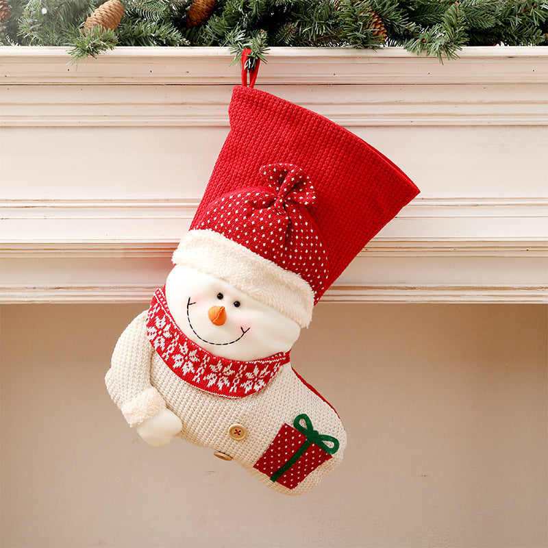 Knitted Christmas Stocking (Large) | Fireplace Decor Gift Bag