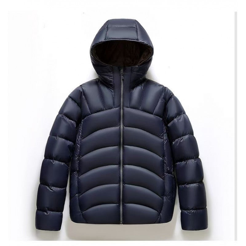 Men’s Hooded Down Jacket | Ribbed Winter Puffer Coat