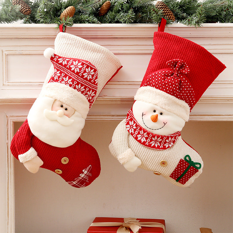 Knitted Christmas Stocking (Large) | Fireplace Decor Gift Bag