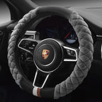 Universal 38 cm Plush Steering Wheel Cover | Winter “Footprint” Car Interior Upgrade