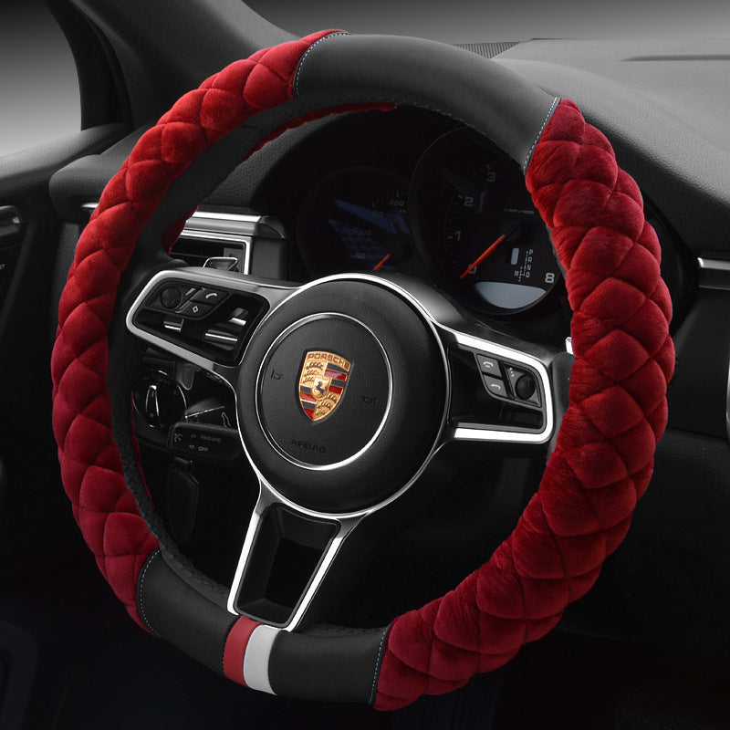 Universal 38 cm Plush Steering Wheel Cover | Winter “Footprint” Car Interior Upgrade Main image