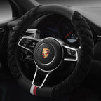 Universal 38 cm Plush Steering Wheel Cover | Winter “Footprint” Car Interior Upgrade