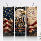 250th Anniversary Tumbler Wrap PNG | Patriotic Eagle 20oz Skinny Tumbler Sublimation Design