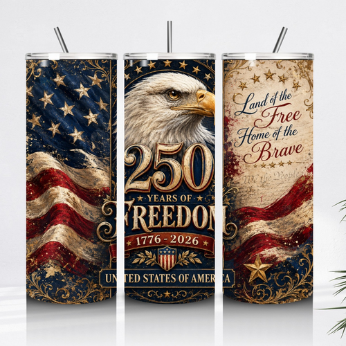 250th Anniversary Tumbler Wrap PNG | Patriotic Eagle 20oz Skinny Tumbler Sublimation Design