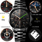 Men's Waterproof Quartz Sports Watch – Chronograph Moon Phase Business Style