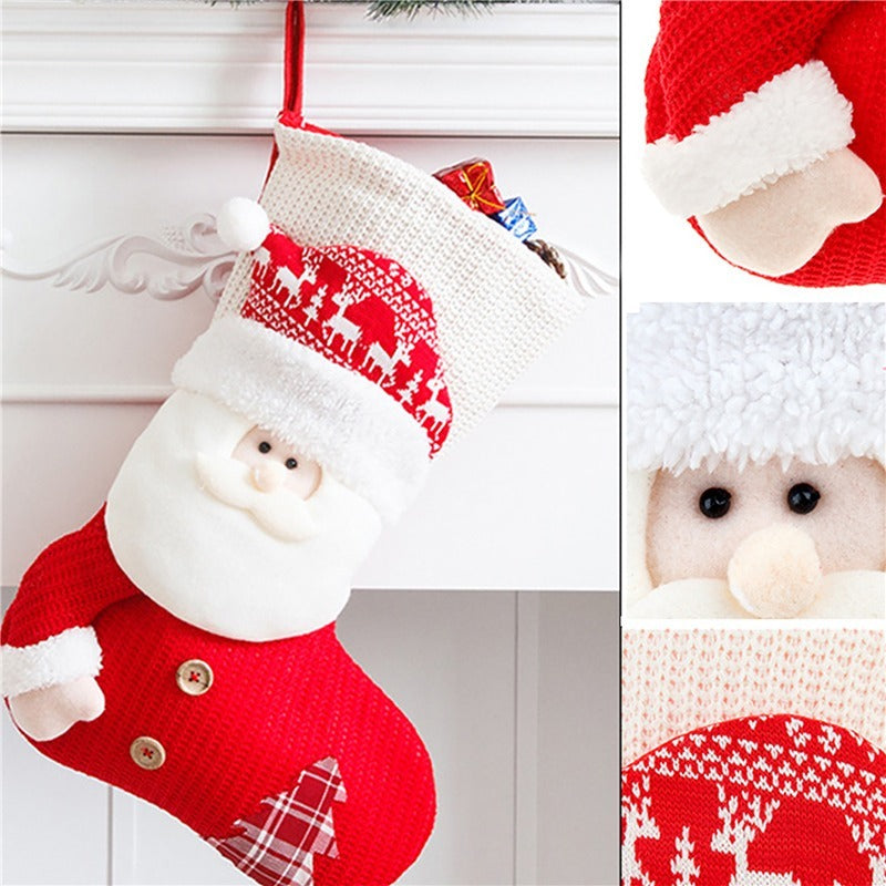 Knitted Christmas Stocking (Large) | Fireplace Decor Gift Bag