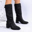 Women’s Chunky Heel Buckle Boots | Stylish Comfort Mid-Calf