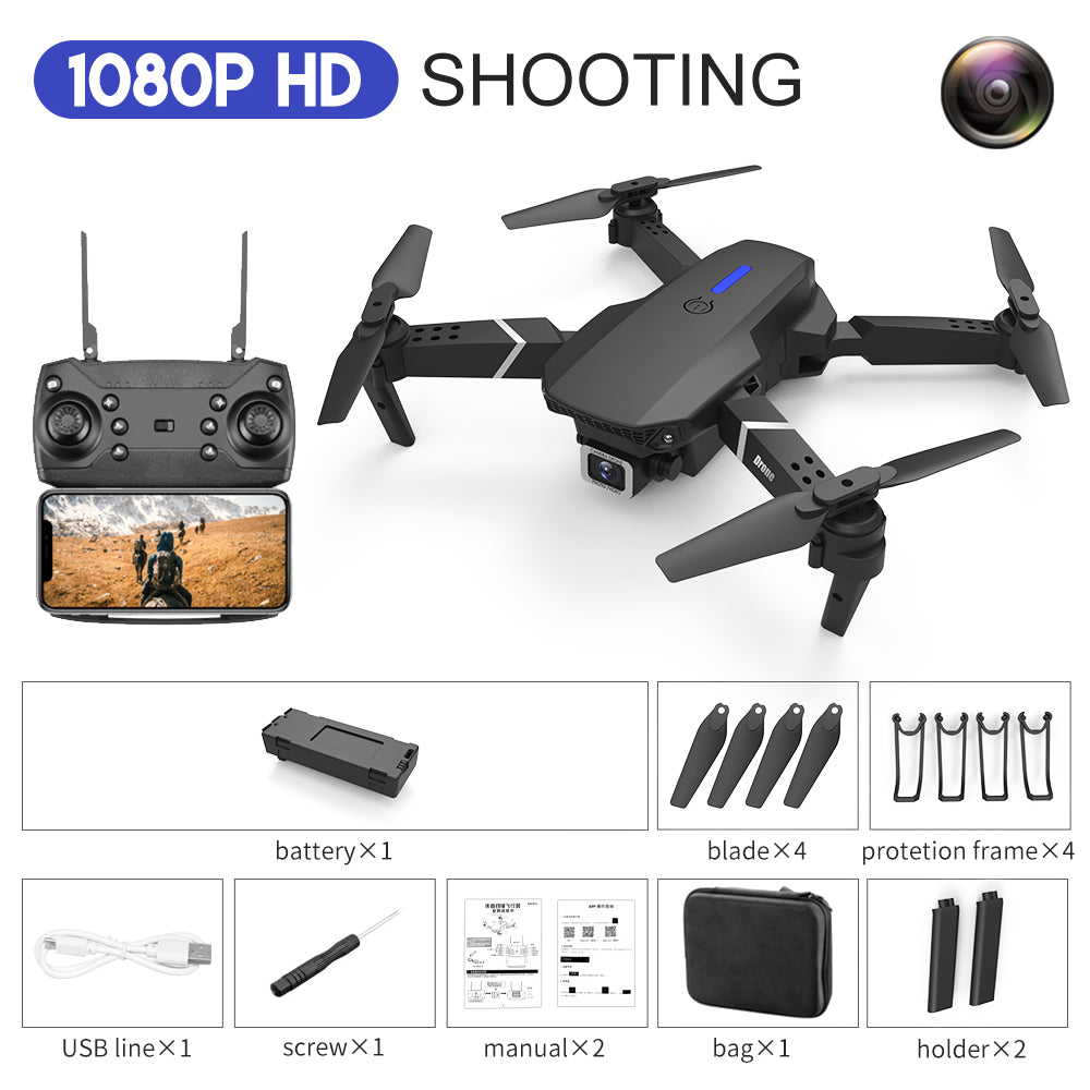 E88 Foldable HD Drone – 4K Dual Camera RC Quadcopter with FPV & GPS Functions