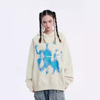 Women’s Graffiti Print Hoodie – Retro Streetwear Pullover | Warm Brushed Casual Hoodie