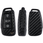 Carbon Fiber Silicone Car Key Case – Protective Shell & Fob Cover