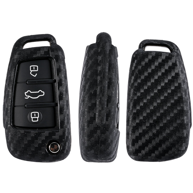 Carbon Fiber Silicone Car Key Case – Protective Shell & Fob Cover
