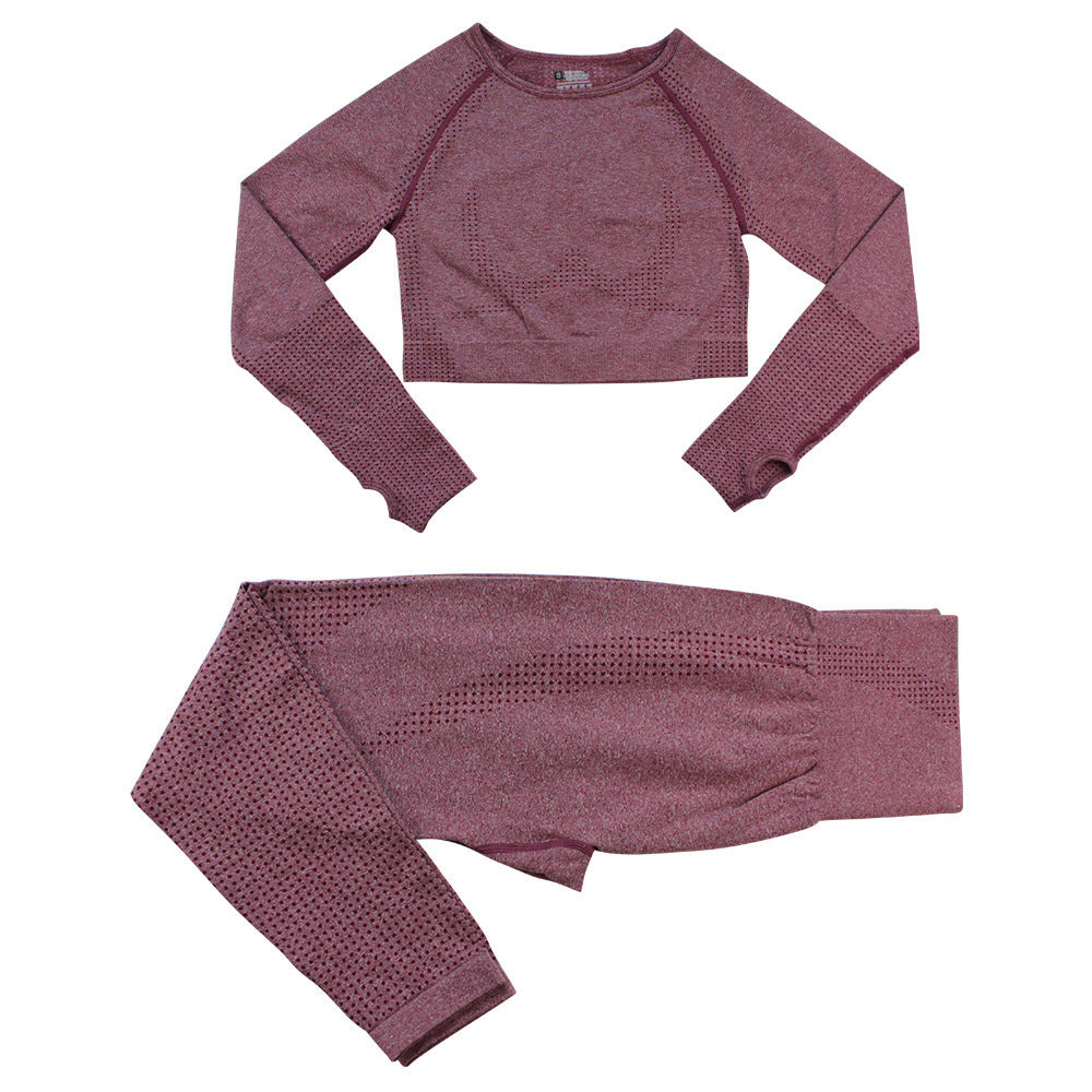 Women’s Seamless Dot Knitted Yoga Set 2-Piece