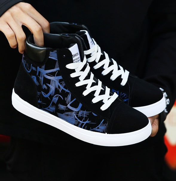 Men's Korean High Top Canvas Shoes – Pig Leather Streetwear Sneakers
